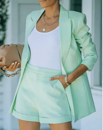 Womens Short Blazer Suit Set