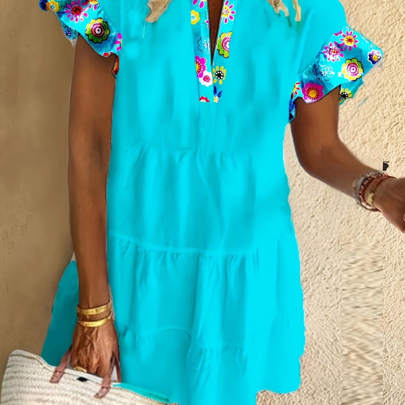Women's Boho Flowy Cocktail Dress - VibreMode