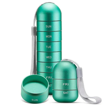 Aluminum Portable Pill Box 7 Day Organizer