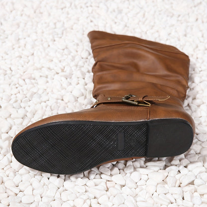 Women's Flat Boots Side Zip Detail