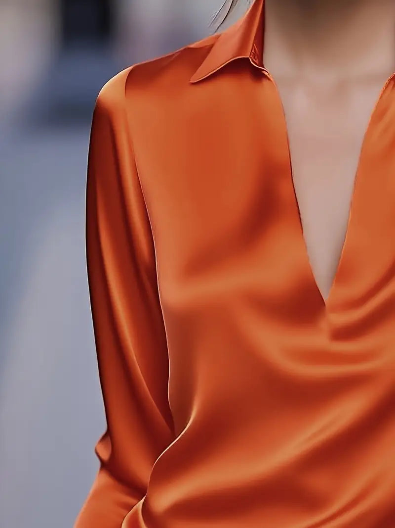 Women's Long Sleeve Blouse Draped Neck