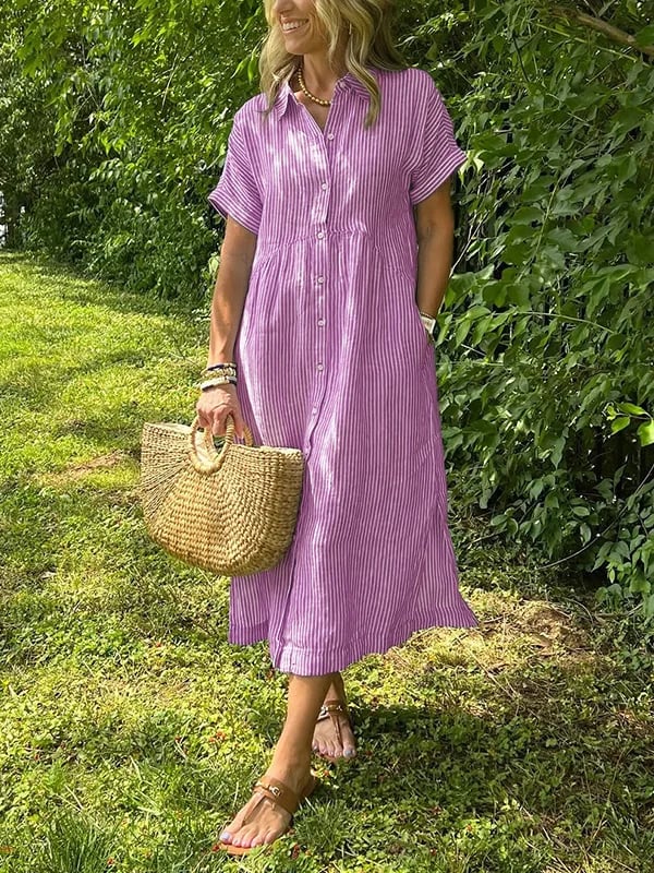 Women's Striped Button Front Dress