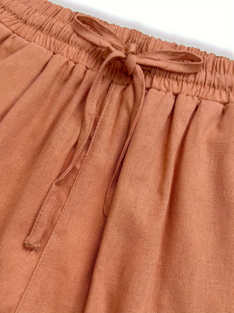 Women's Wide Leg Drawstring Pants Elastic Waist Side Pockets