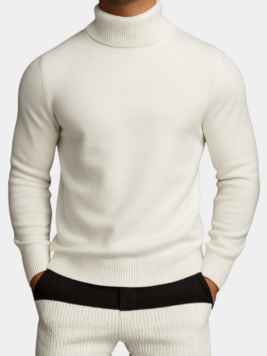 Men's Turtleneck Sweater Ribbed Hem - VibreMode