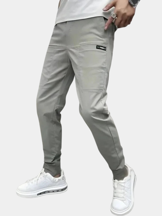 Men's Tapered Pants Cotton Side Pockets Cuffed Ankles - VibreMode