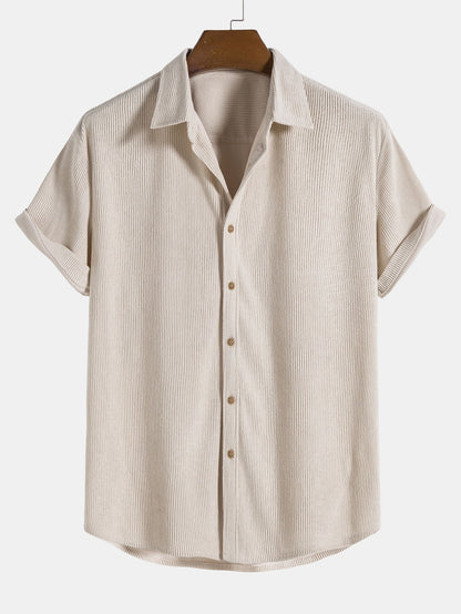 Image of Aiden | Men's Button-Down Short Sleeve Shirt and Drawstring Shorts Set