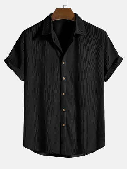 Image of Aiden | Men's Button-Down Short Sleeve Shirt and Drawstring Shorts Set