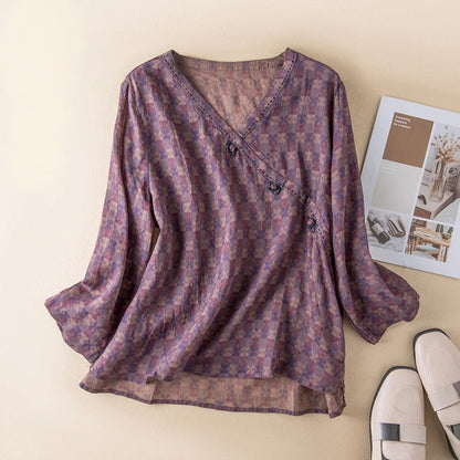 Women's Loose Fit V-Neck Blouse