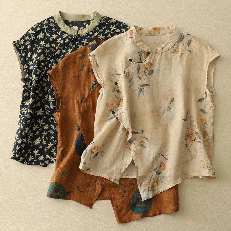 Women's Sleeveless Floral Blouse