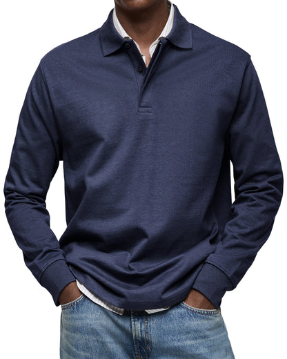 Men's Long Sleeve Polo Shirt Classic Collar