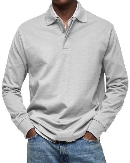 Men's Long Sleeve Polo Shirt Classic Collar