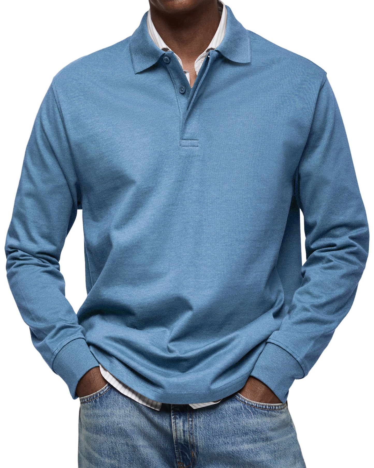 Men's Long Sleeve Polo Shirt Classic Collar - VibreMode