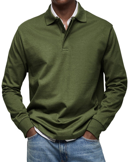 Men's Long Sleeve Polo Shirt Classic Collar