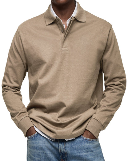 Men's Long Sleeve Polo Shirt Classic Collar