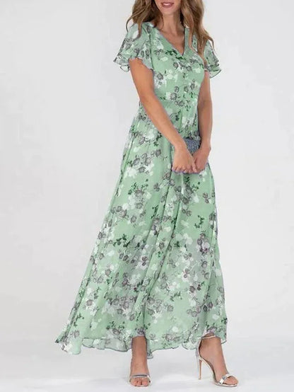 Women's V-Neck Floral Maxi Dress
