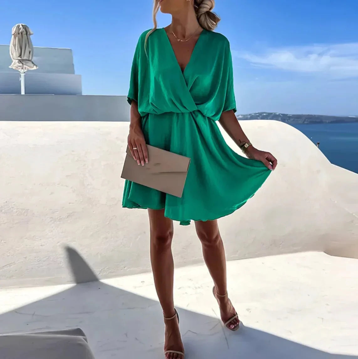 Chic Ladies' Wrap Mini Dress - VibreMode