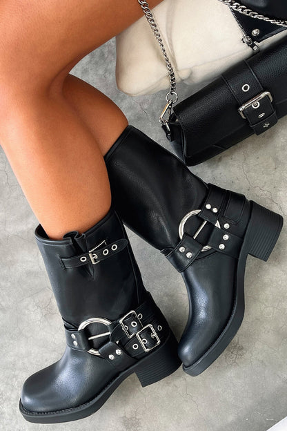 Women's Ankle Boots Block Heel Buckle Strap