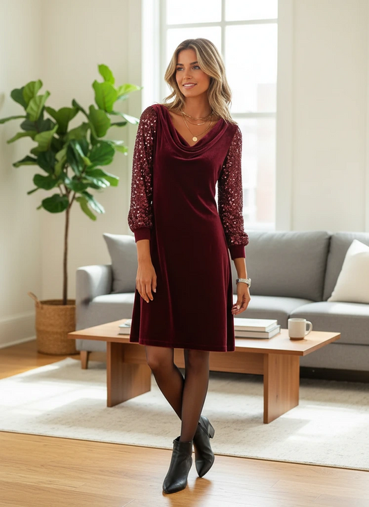 Flowy Sequin Midi Party Dress - VibreMode