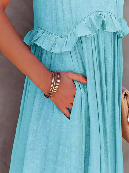 Image of Ariel | Women's Sleeveless Tiered Maxi Dress