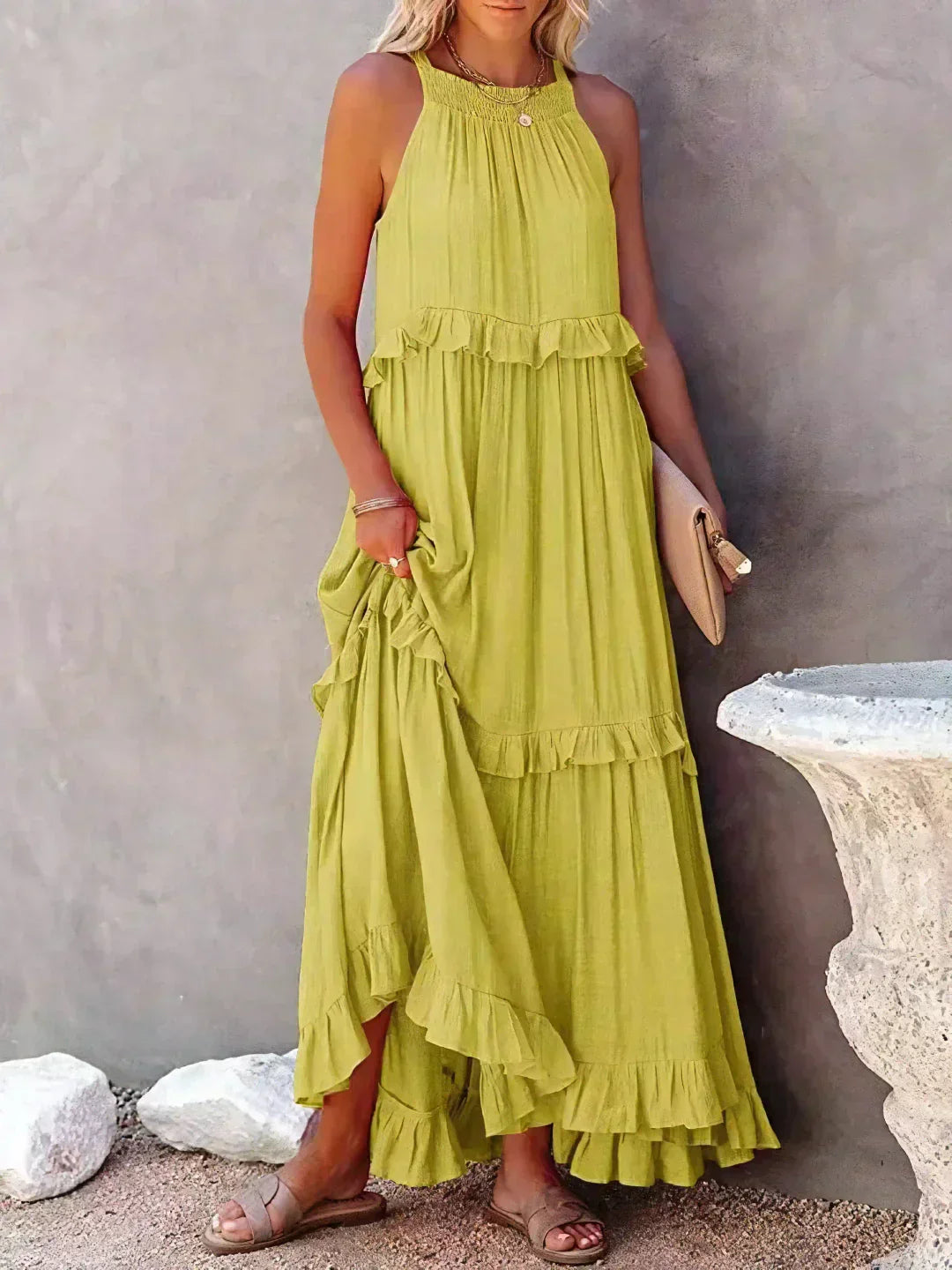 Image of Ariel | Women's Sleeveless Tiered Maxi Dress