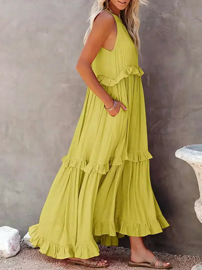 Image of Ariel | Women's Sleeveless Tiered Maxi Dress
