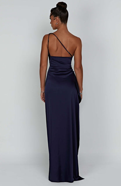 Elegant Ladies Satin One Shoulder Evening Dress