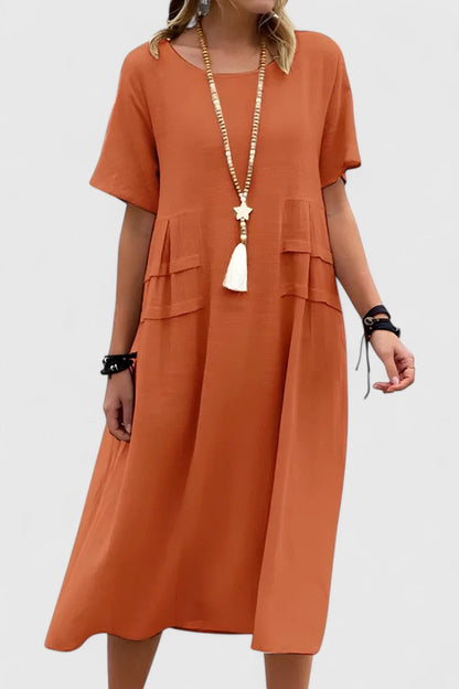 Women's Tiered Pleat Dress Loose Sleeve