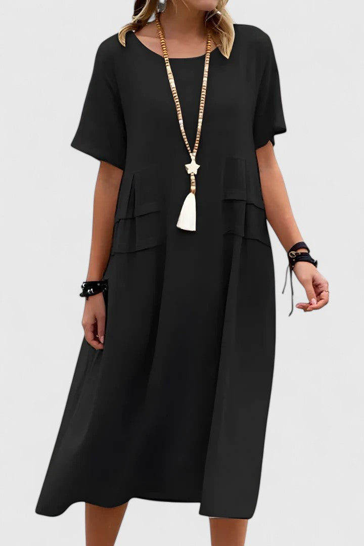 Women's Tiered Pleat Dress Loose Sleeve
