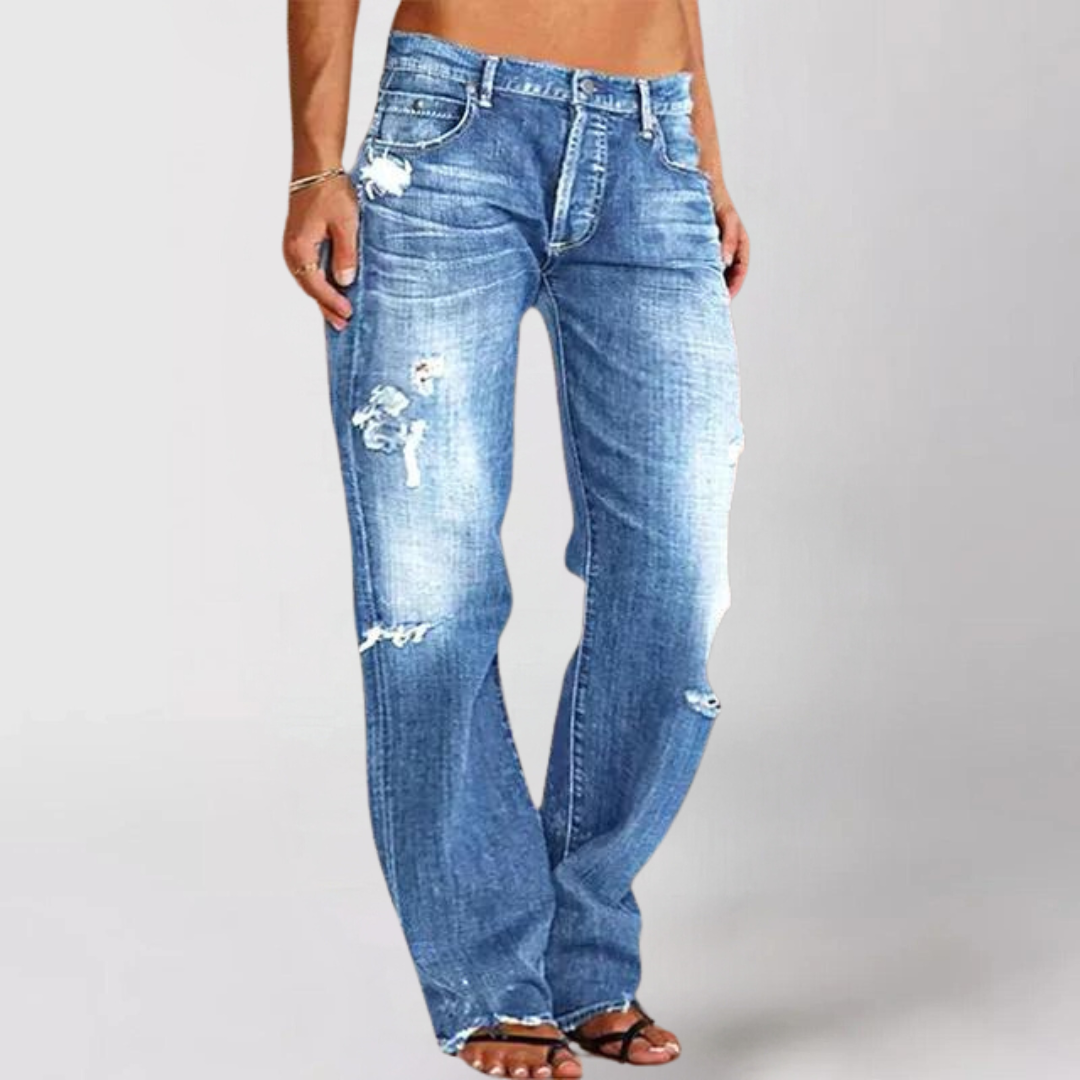 Women's Distressed Bootcut Jeans - VibreMode