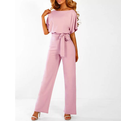 Elegant Wide Leg Belted Jumpsuit