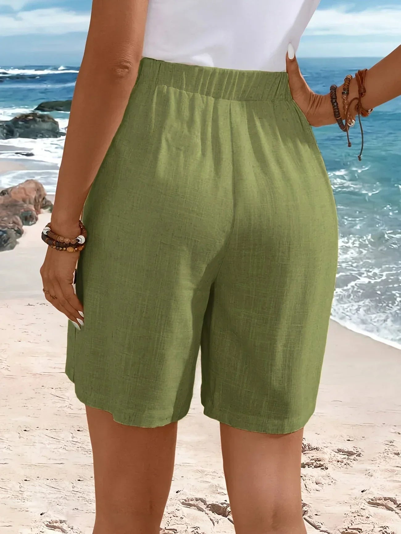 Women's High Waist Wrap Front Button Shorts