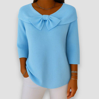 Pastel Pink Bow Knit Sweater - VibreMode