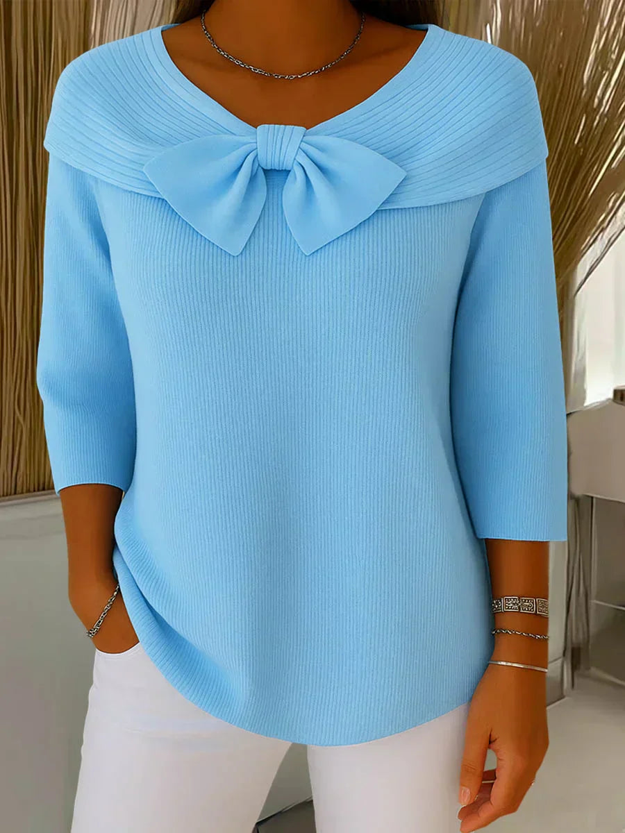 Pastel Pink Bow Knit Sweater