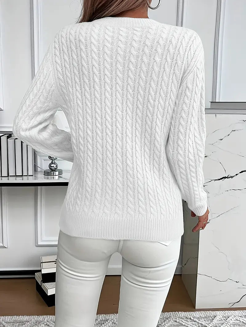 Women's Cream Cable Knit Sweater