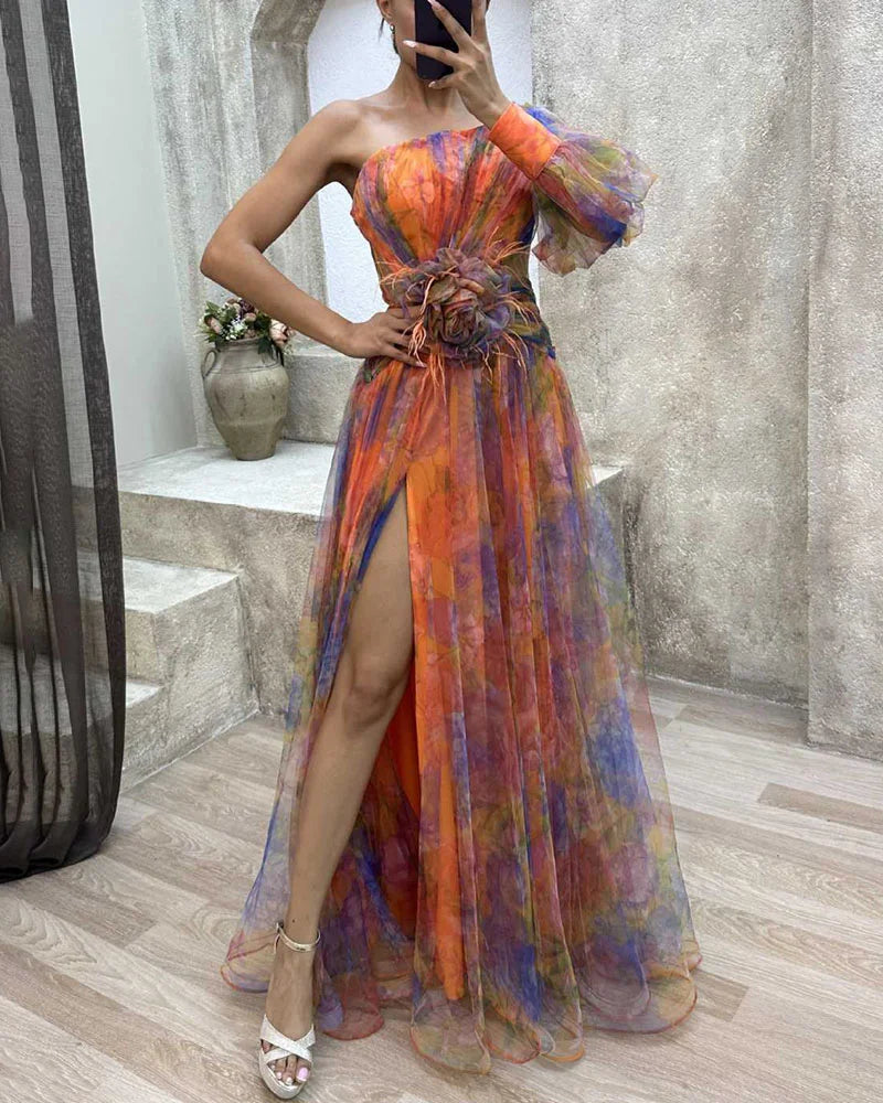 Women's Maxi One-Shoulder Wedding Guest Dress