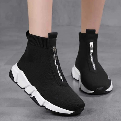 Women's Slip On Boots Zipper Detail