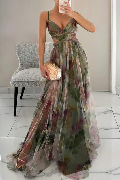 Women's Maxi Dress Fitted V-Neckline