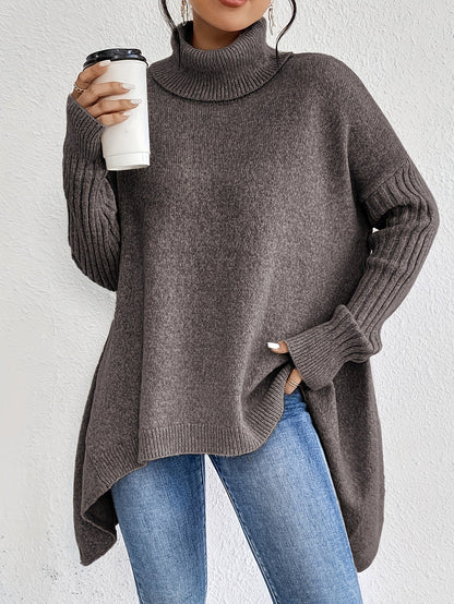 Women's Folded Turtleneck Sweater Loose Fit