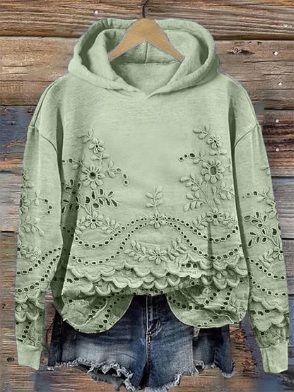 Women's Floral Eyelet Hoodie