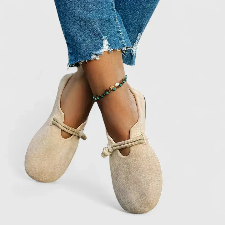 Women's Round Toe Loafers Strap Detail