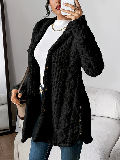 Women's Hooded Cardigan Button Front Closure
