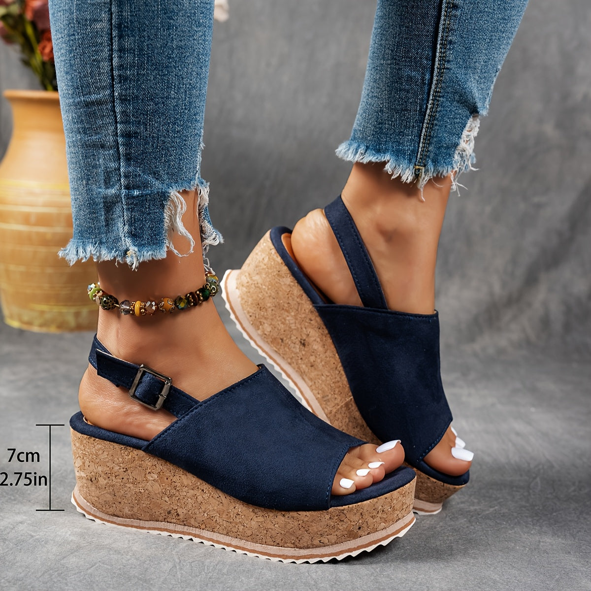 Comfortable Heeled Ankle Strap Sandals