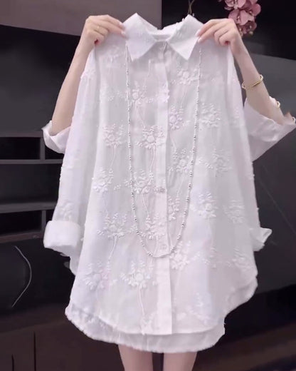 Women's Embroidered Drop Shoulder Shirt - VibreMode