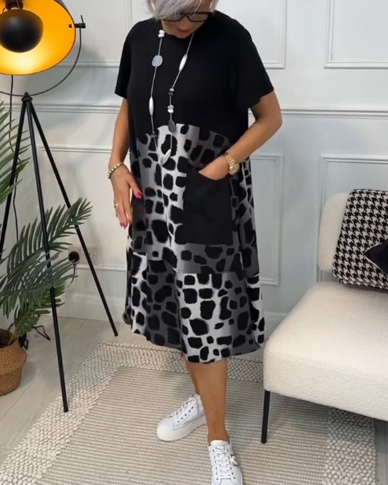 Comfortable Floral Midi Dress with Pockets
