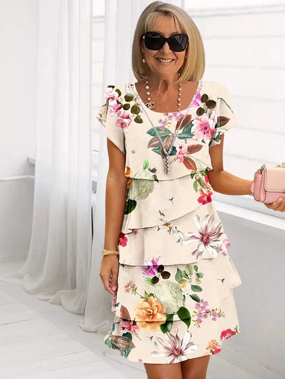 Beautiful Floral Tiered Dress - VibreMode