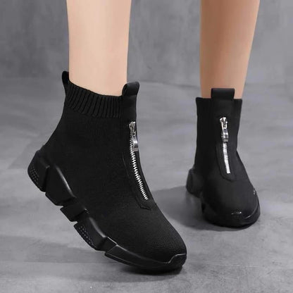 Women's Knit Ankle Boots Side Zipper