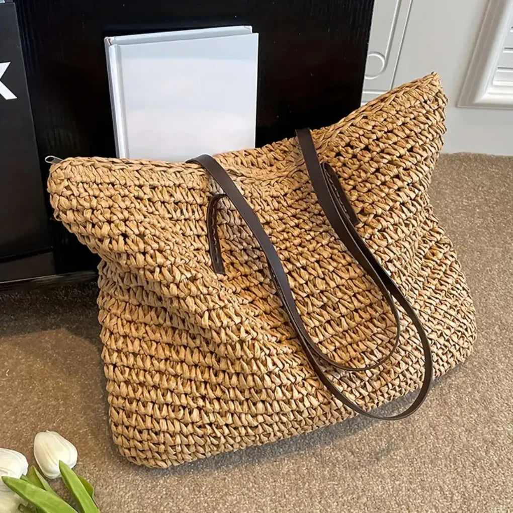 Women's Woven Tote Bag Natural Fiber Daily Carry All