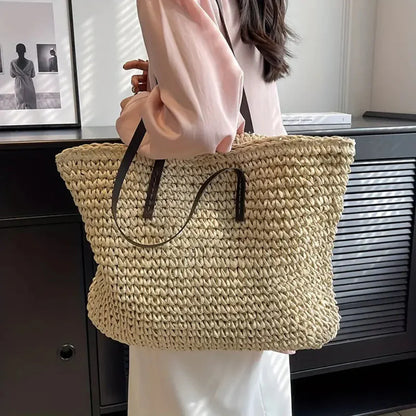 Women's Woven Tote Bag Natural Fiber Daily Carry All
