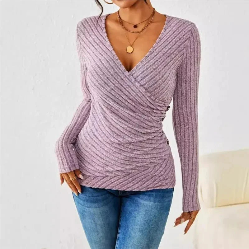 Women's Long Sleeve V-Neck Wrap