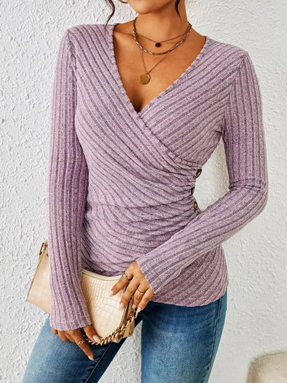 Women's Long Sleeve V-Neck Wrap - VibreMode